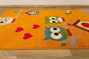 Makro Abra Dětský koberec Rainbow 11205/160 Sovy oranžový Rozměr: 100x200 cm