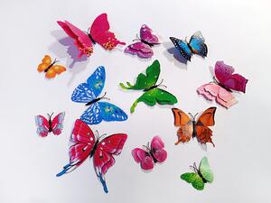 3D motýli s dvojitými křídly mix barev 12 ks 12 x 10 cm