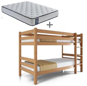 Patrová postel s matracemi a rošty LENNY 140 - buk natur