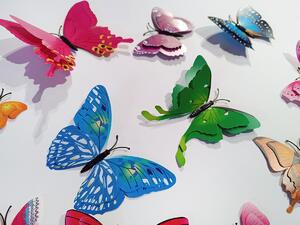 3D motýli s dvojitými křídly mix barev 12 ks 12 x 10 cm