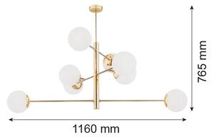 Argon 5043 - Lustr na tyči CAMERON 8xE27/15W/230V mosaz