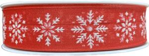 Stuha vánoční SNOWFLAKES červená 25mm x 20m ( 7,-Kč/m)