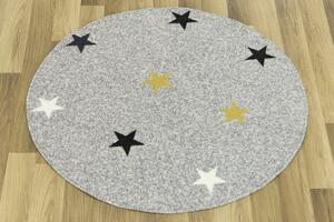 Makro Abra Kulatý koberec Stars Mix Hvězdy světle šedý Rozměr: průměr 80 cm