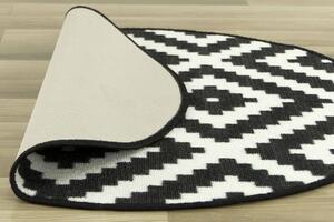Balta Kulatý koberec Romby 91 černý / bílý pogumovaný Rozměr: průměr 100 cm