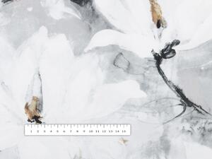 Sametová látka Tamara TMR-006 Designové květiny na šedém - šířka 150 cm