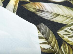 Biante Sametový závěs Tamara TMR-010 Zlaté tropické listy na zeleném 145x140 cm