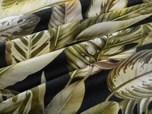 Biante Sametový závěs Tamara TMR-010 Zlaté tropické listy na zeleném 145x140 cm
