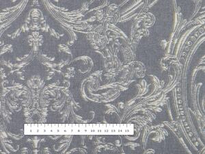 Sametová látka Tamara TMR-007 Zámecký vzor na šedém - šířka 150 cm