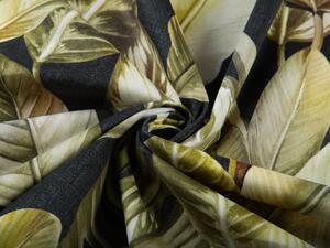 Biante Sametový běhoun na stůl Tamara TMR-010 Zlaté tropické listy na zeleném 20x120 cm