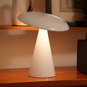 Beacon Lighting LED stolní lampa s dobíjecím akumulátorem, Kinoko, bílá, 27 cm,, stmívatelný, Bílá / opál, Obývací pokoj / jídelna, Plast, Moderní