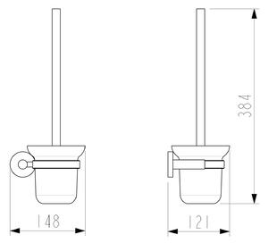 Sapho, X-ROUND WC kartáč nástěnný, mléčné sklo, chrom, XR323