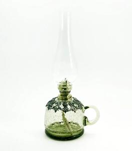 Sklárna Častolovice - Petrolejová lampa - Krakle - lesní zelená zdobená cínem