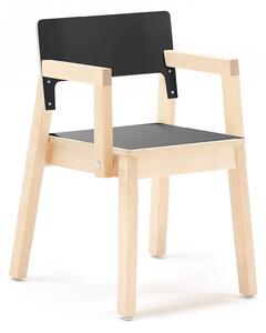AJ Produkty Dětská židle LOVE, s područkami, výška 380 mm, bříza, černá