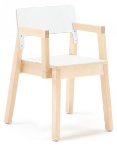 AJ Produkty Dětská židle LOVE, s područkami, výška 380 mm, bříza, bílá