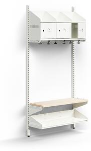 AJ Produkty Šatní stěna ENTRY, nástěnná, lavice, 3 kovová dvířka s přípravou pro označení, 1800x900x300 mm, bílá