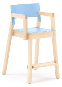AJ Produkty Vysoká dětská židle LOVE, s područkami, výška 500 mm, bříza, modrá