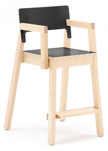 AJ Produkty Vysoká dětská židle LOVE, s područkami, výška 500 mm, bříza, černá