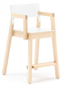 AJ Produkty Vysoká dětská židle LOVE, s područkami, výška 500 mm, bříza, bílá