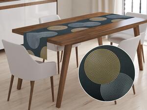 Biante Sametový běhoun na stůl Tamara TMR-004 Designové kruhy na zeleném 20x140 cm