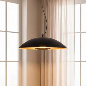 Lindby Závěsné svítidlo Emilienne, černá barva, zlatá Ø 60 cm, stmívatelný, Černá, Obývací pokoj / jídelna, kov, Moderní