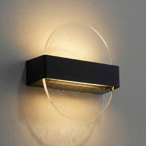 Lucande LED nástěnné světlo Narkelo, černá/čirá, IP44, stmívatelný, Černá, Sklo, Design