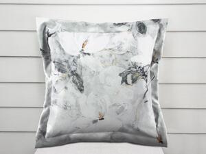Biante Sametový povlak na polštář s lemem Tamara TMR-006 Designové květiny na šedém 30 x 50 cm