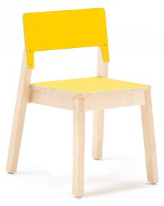 AJ Produkty Dětská židle LOVE, výška 380 mm, bříza, žlutá