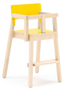 AJ Produkty Vysoká dětská židle LOVE, s područkami a zábranou, výška 500 mm, bříza, žlutá
