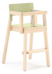 AJ Produkty Vysoká dětská židle LOVE, s područkami a zábranou, výška 500 mm, bříza, zelená