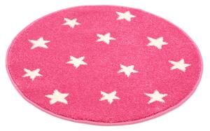 Dětský kulatý koberec Agnella Funky Top Hvězdy růžový Rozměr: průměr 100 cm