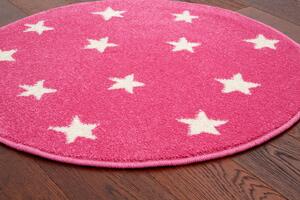 Dětský kulatý koberec Agnella Funky Top Hvězdy růžový Rozměr: průměr 80 cm