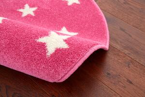 Dětský kulatý koberec Agnella Funky Top Hvězdy růžový Rozměr: průměr 80 cm