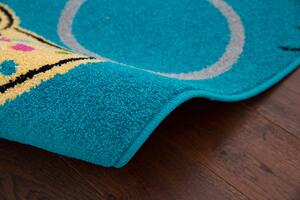 Dětský kusový koberec Agnella Funky Top Super Feline Modrý Rozměr: 160x220 cm