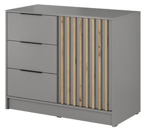Nelly 2D komoda s lištami, dub artisan, šedá
