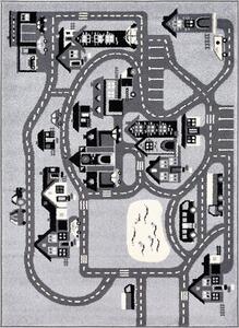 Dětský kusový koberec Agnella Funky Top Super Město šedý Rozměr: 240x330 cm