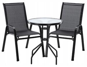 Balkonový set nábytku GARDENLINE – křesla + stolek černý