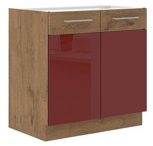 Spodní kuchyňská skříňka Woodline 80 D 2F BB, Barva: Dub lancelot / bíly lesk 5902928813500