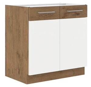 Spodní kuchyňská skříňka Woodline 80 D 2F BB, Barva: Dub lancelot / bíly lesk 5902928813500