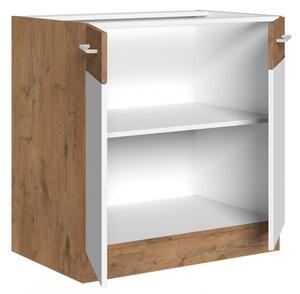 Spodní kuchyňská skříňka Woodline 80 D 2F BB, Barva: Dub lancelot / bíly lesk 5902928813500