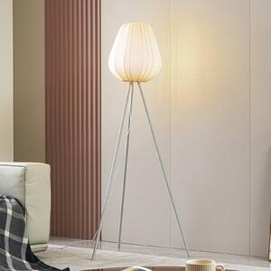 Stojací lampa Lindby Helin, béžová, textil, trojnožka, 144 cm, E27
