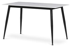 Jídelní stůl LUCIAN bílý mramor/černá, šířka 130 cm