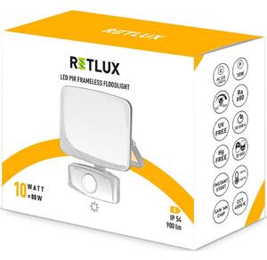 Retlux RSL 255 LED reflektor s PIR senzorem, 119 x 134 x 63 mm, 10 W, 900 lm