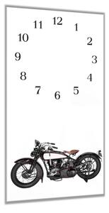 Nástěnné hodiny 30x60cm starý černý motocykl - plexi