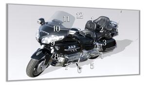 Nástěnné hodiny 30x60cm černá cestovní motorka - plexi