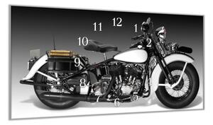 Nástěnné hodiny 30x60cm veterán motocykl - kalené sklo