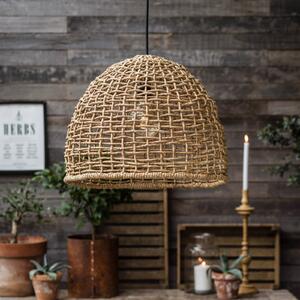 PR Home závěsné světlo Cebu, Ø 57 cm, stínidlo na lampu Lampakanay, IP20, stmívatelný, Světlé dřevo, Obývací pokoj / jídelna, Dřevo, Venkovský / rustikální