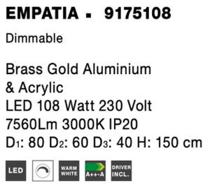 Nova Luce Závěsné LED svítidlo EMPATIA 108W 3000K, stmívatelné Barva: Černá