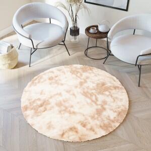 Makro Abra Kulatý koberec moderní SILK DYED jemný měkký lehký světle béžový Rozměr: průměr 100 cm