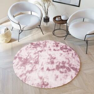 Makro Abra Kulatý koberec moderní SILK DYED jemný měkký lehký růžový Rozměr: průměr 130 cm