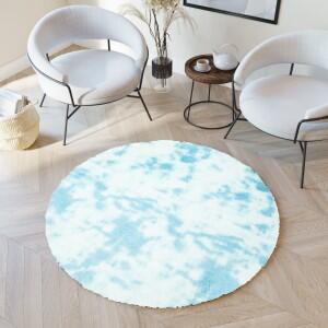 Makro Abra Kulatý koberec moderní SILK DYED jemný měkký lehký modrý Rozměr: průměr 80 cm